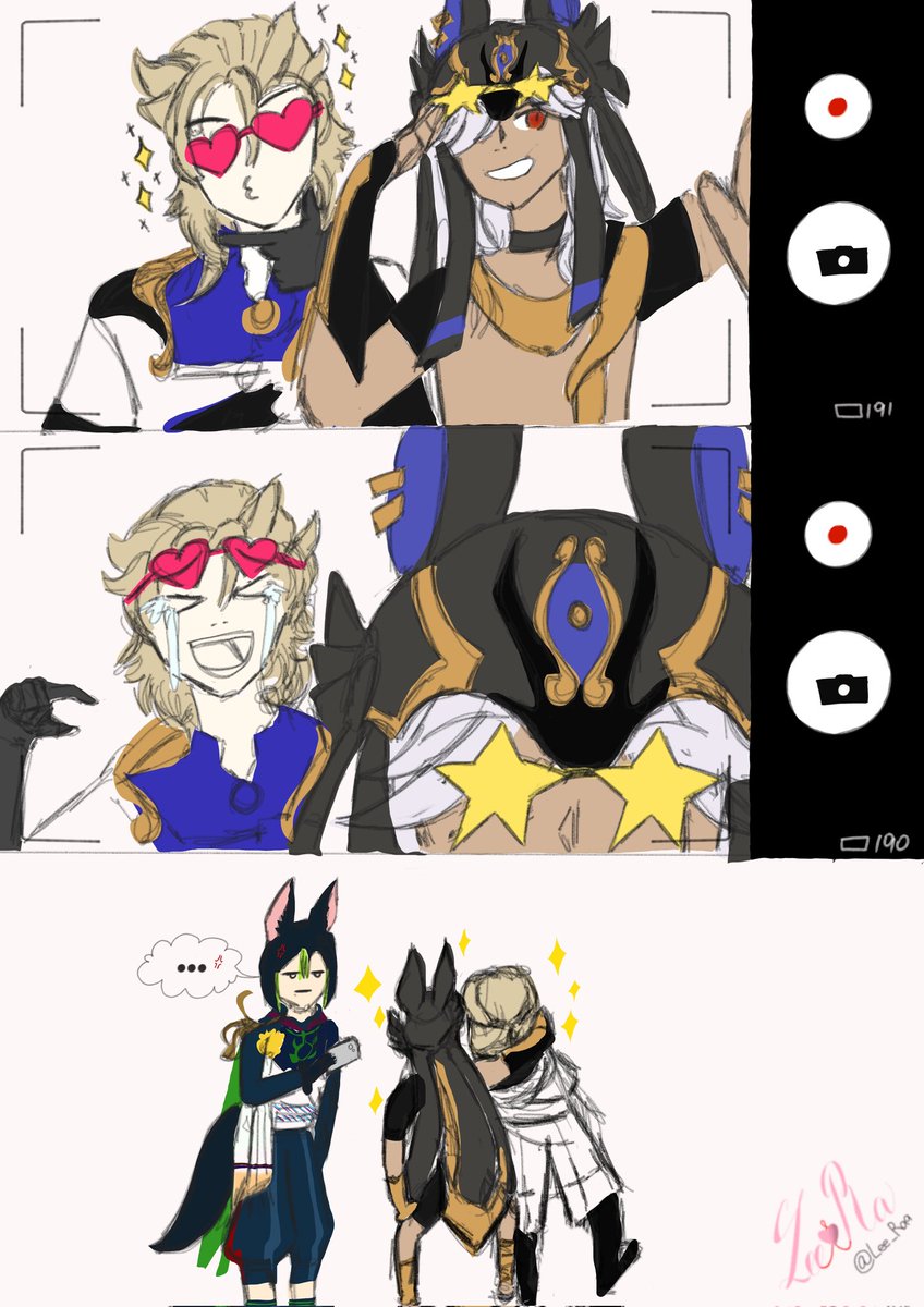 Lee_Ra9's tweet photo. I think we all will miss Cyno's vibe😆

#Cyno #Tighnari #Albedo #Genshin https://t.co/slOjx7jFVz