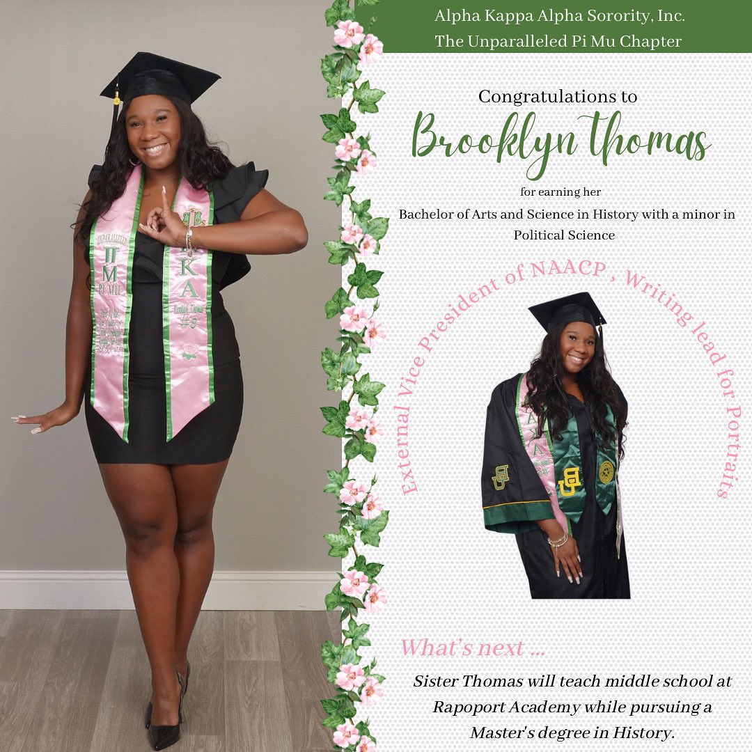 Congratulations to our August 2023 Graduate Brooklyn Thomas for obtaining her degree in History with a minor in Political Science.

We are so proud of you ! 💗🎓