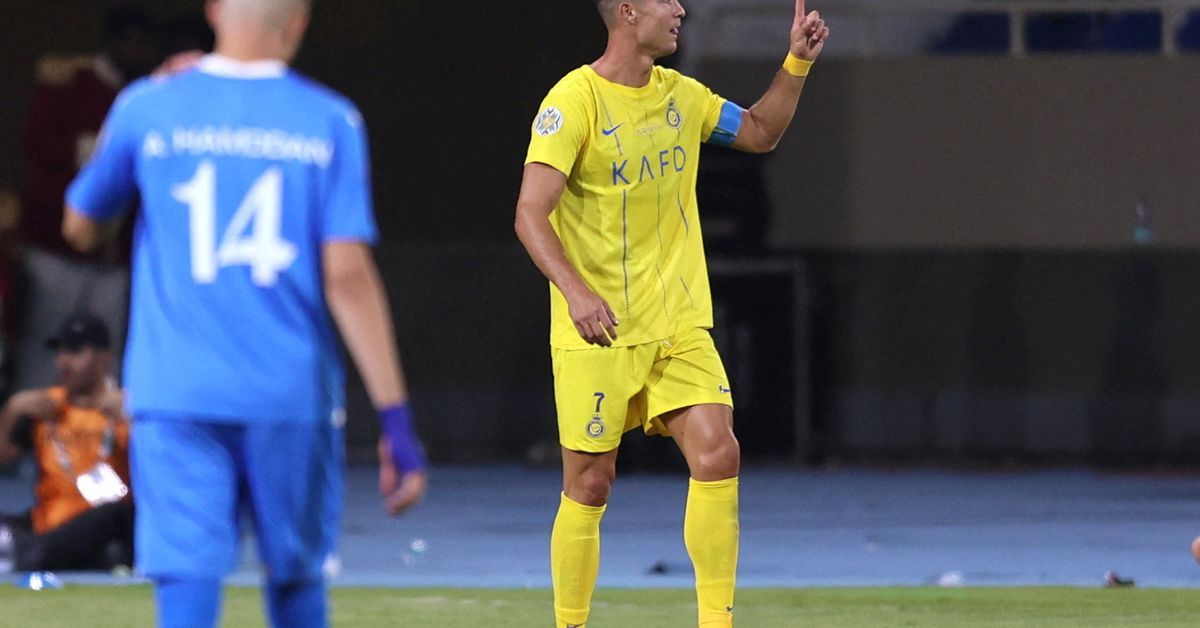 Reuters's tweet photo. Ronaldo wins first title at Al-Nassr with brace in Arab Club Champions Cup final https://t.co/0EoKIFnoka https://t.co/EcUliSH2ag