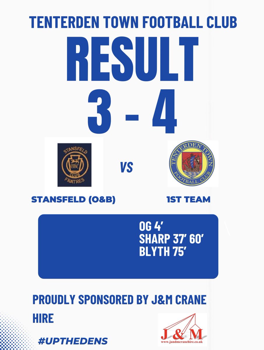TenterdenTownFC's tweet image. Result!
First league game of the season see’s us earn 3 points away from home. 
A tense finish after being 4-1 up! 
#UpTheDens⚽️
