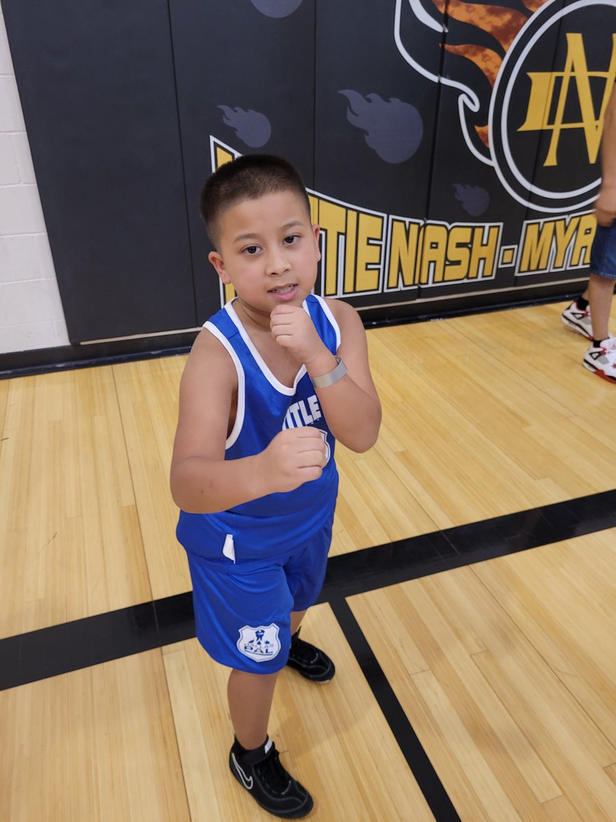 Christopher Brown Jr. and Gabriel Hernandez are ready for their bouts today at Nash-Davis Recreation Center for the Taylor August Memorial tournament.