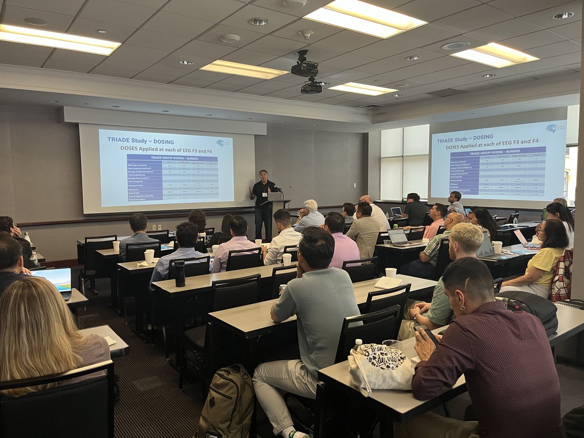 SoterixMedical's tweet photo. How to solve the problem of dosing in transcranial photobiomodulation (tPBM) and results from the TRIADE study on Depression. Luis De Taboada discussing now at the Advanced Neuromodulation and Neuromonitoring Training Workshop #ANNTW2023 #tPBM https://t.co/sAE1oamdfU
