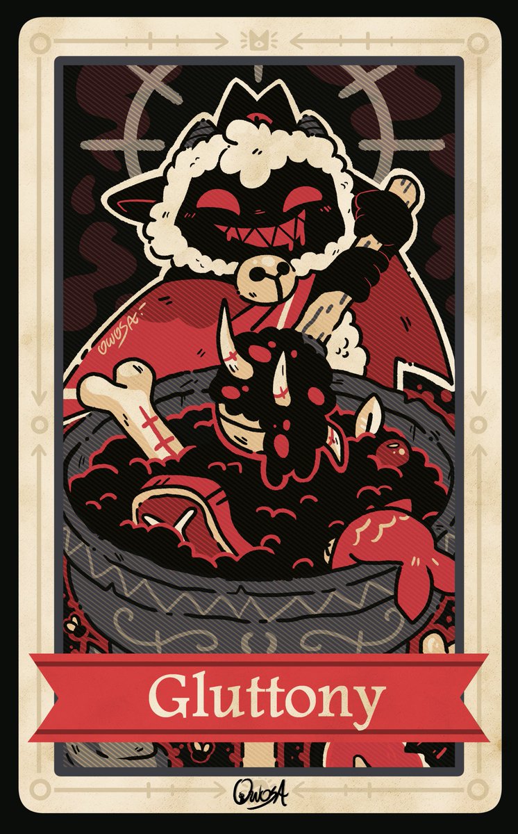 🐏Cult of the Lamb Anniversary Week❤️
 Aug 12th - GLUTTONY 
 "The world is nothing but a feast, full of delights that will never satisfy your hunger."

 #CultoftheLamb #cultofthelambfanart