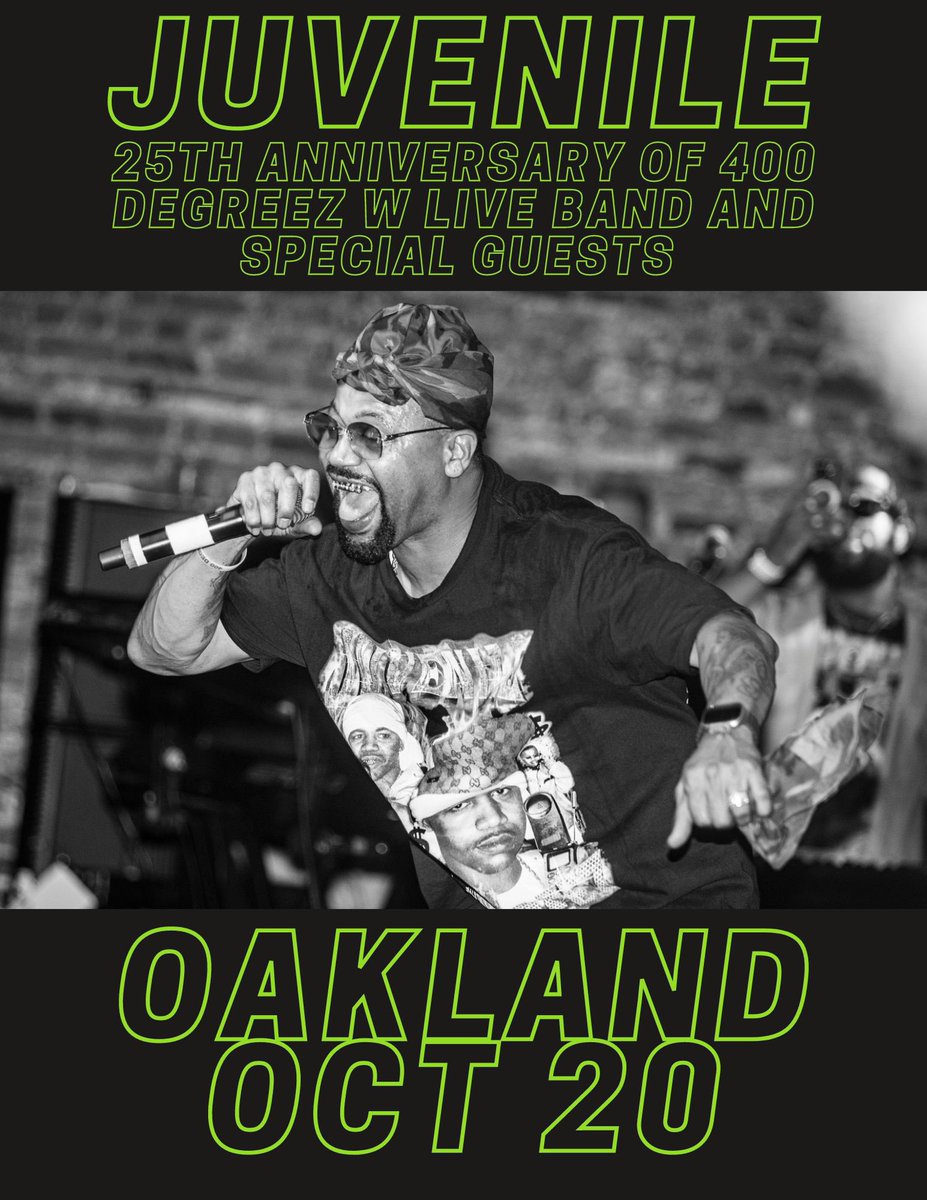 Y’all asked for OAKLAND so y’all the next city on the live band tour. And you’re gonna really love my special guests celebrating 25 years of 4 hunnid October 20 ticketfairy.com/event/Oakland