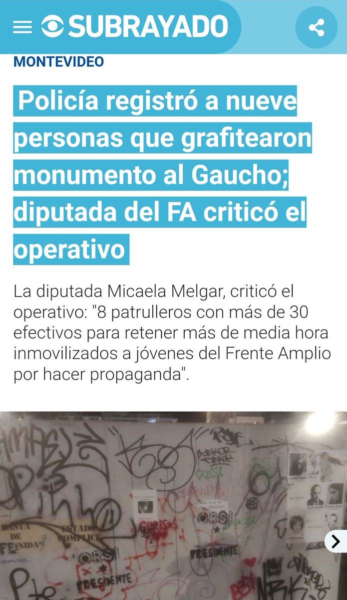 Sos patética <a href="/MicaMelgar/">Mica Melgar</a> así están todos los monumentos en Montevideo, la Mugre de Plaza Independencia es de no creer NO respetan nada menos al Procer Artigas, aman al CHE y dictaduras, cubanas, Venezuela etc. Aflojen dan asco @PCU_FA <a href="/MPP609/">MPP 609</a> <a href="/PITCNT1/">PIT CNT</a>