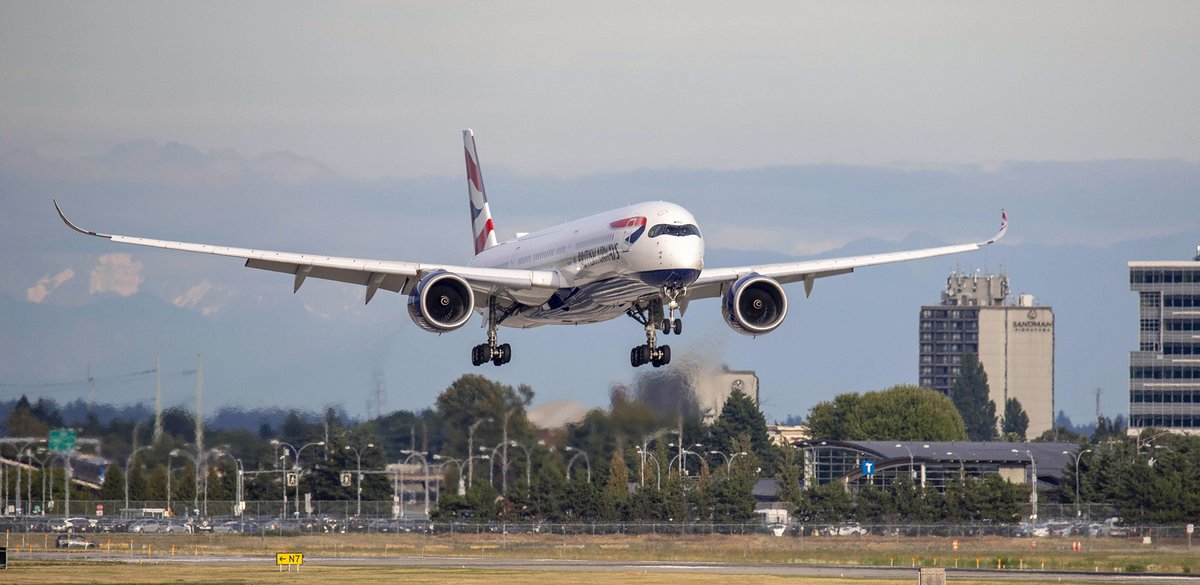 Kent_YVR's tweet photo. More #Speedbird85 - #BA85 arriving @yvrairport 😎 #yvrspotters #avgeek #Vancouver #A350 #A35K #GXWBD https://t.co/QFyQAUlb8c