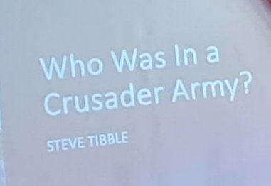 Had a wonderful evening listening to @DrSteveTibble discussing crusader armies. Massively informative and completely changed my perspective! Can't wait for tomorrow! #Ludlow #Shropshire #History #historian