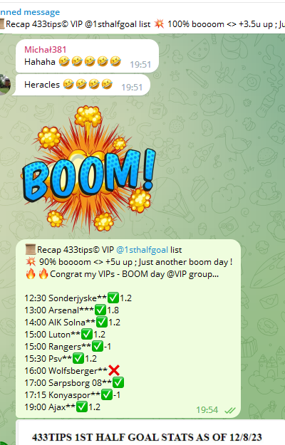 football433tips's tweet photo. ๐Recap 433tipsยฉ VIP @1sthalfgoal list
๐ฅ 90% boooom <> +6u up ; Just another boom day !
VIP ๐ DM us for more info...
#greatday #bigwin https://t.co/H9UjUPdMil