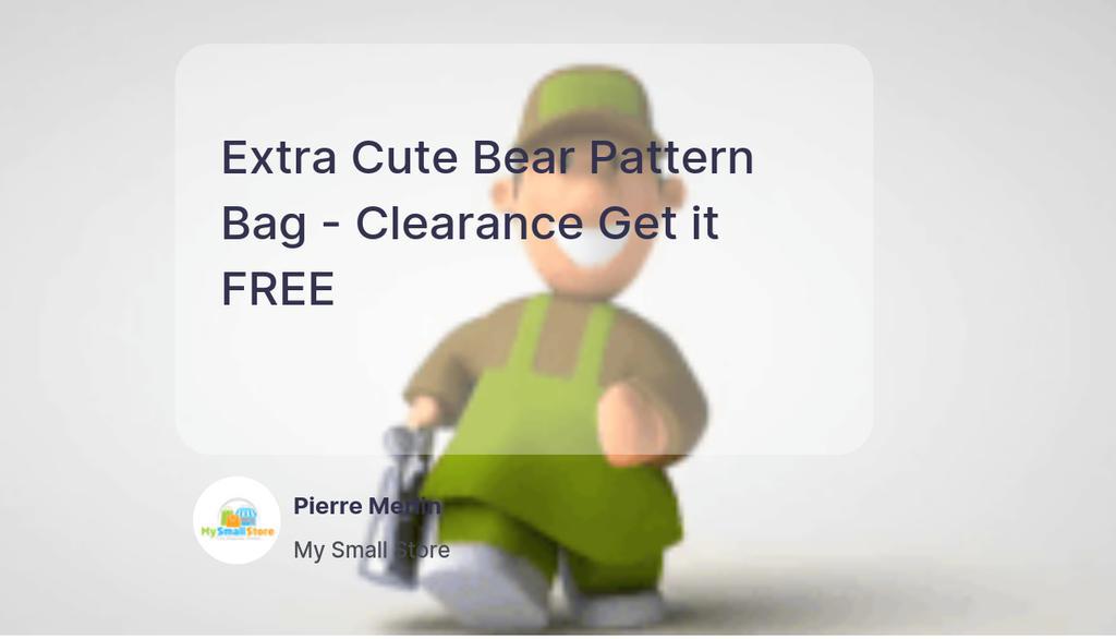 MySmallStoreMN's tweet image. A cute bear pattern bag is the perfect way to add a touch of whimsy to any outfit. And on clearance, it&apos;s even better! Get this free bag while supplies last. Pay only a low shipping rate!

Read more 👉 lttr.ai/AEfRE

#Free #100%Free #bag #BearPattern #Clearance