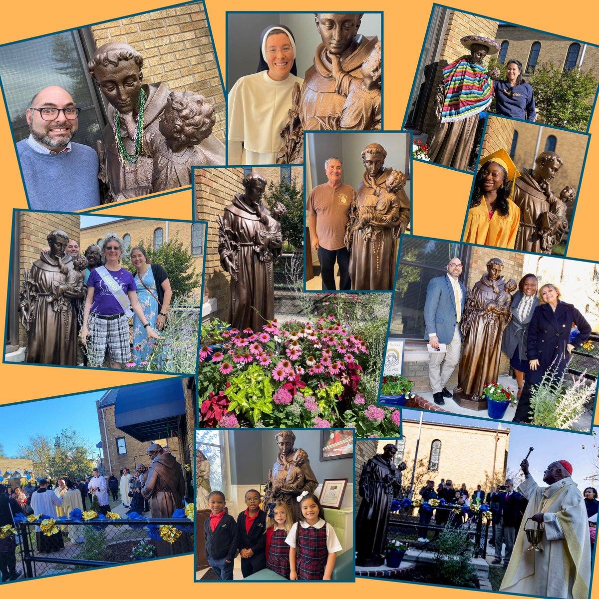 STA_Brookland's tweet photo. 1 year ago today, the statue of our patron saint was vandalized. Thanks to many to the generosity of many, we were able replace our statue. It has been blessed by @WashArchbishop and become a symbol of unity, love, and perseverance.
#STABrookland #CCA #ADWcommUNITY #LittleRome https://t.co/Haulke9VQc