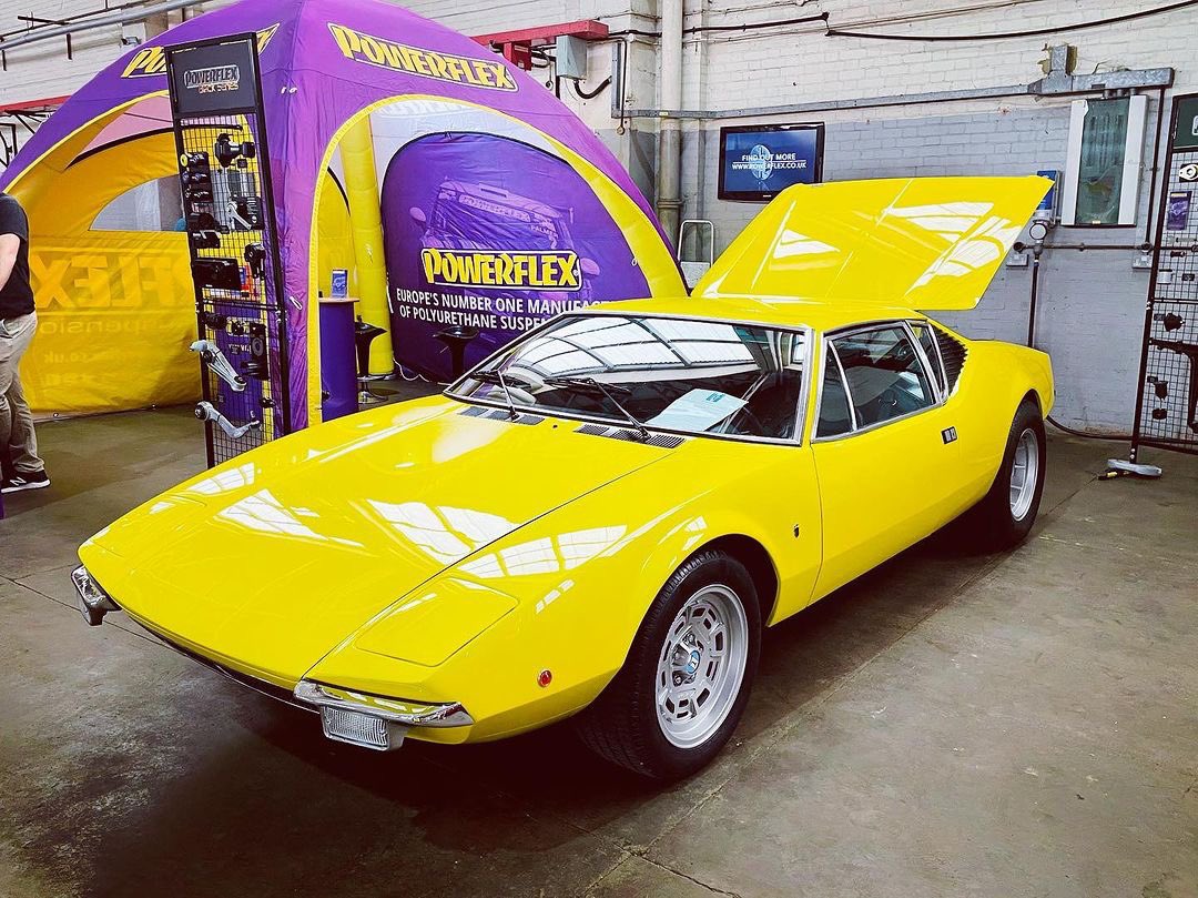 powerflexbushes's tweet photo. ‘And it was all yellow…’ Our MD’s De Tomaso Pantera rocking it at @BicesterH for the @PistonHeads 25th anniversary gathering 💛 

#powerflex #powerflexbushes #getbushed #feelthedifference #detomaso #detomasopantera https://t.co/EAqjXekU29