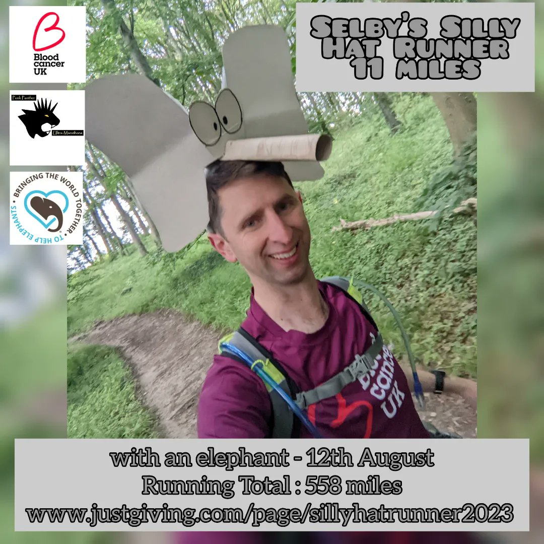 sillyhatrunner's tweet photo. #training day 96
🐘 It's @worldelephantday 🐘
I am wearing an #silly #elephant #hat for @bloodcancer_uk as I prepare for @punkpantherevents #nidderdale way #ultramarathon 
Check out my fundraising page:
https://t.co/d5N84x2Hfe
#charity  #fundraising  #conservation https://t.co/3STy5xE2jK
