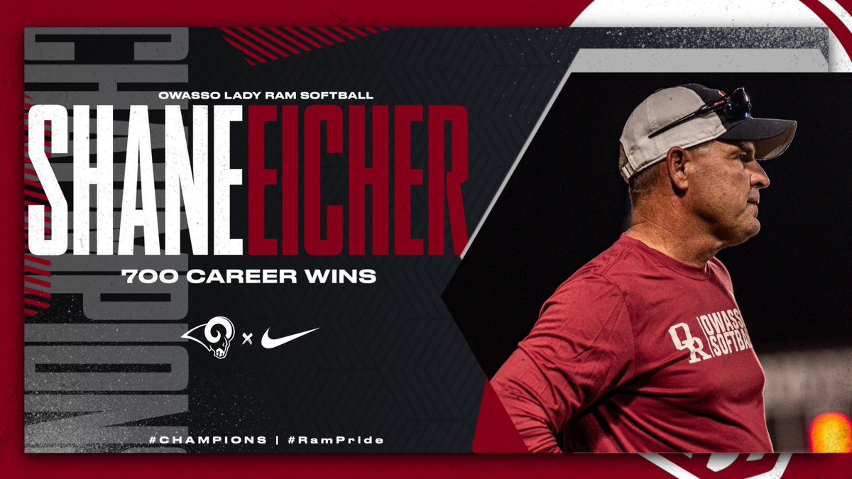 Head Softball Coach Shane Eicher hit a career milestone by earning his 700th career win at the helm of the Lady Rams. We are proud to have Coach Eicher as the foundation for our program and appreciate his dedication and leadership to our student-athletes!

#CHAMPIONS | #RamPride