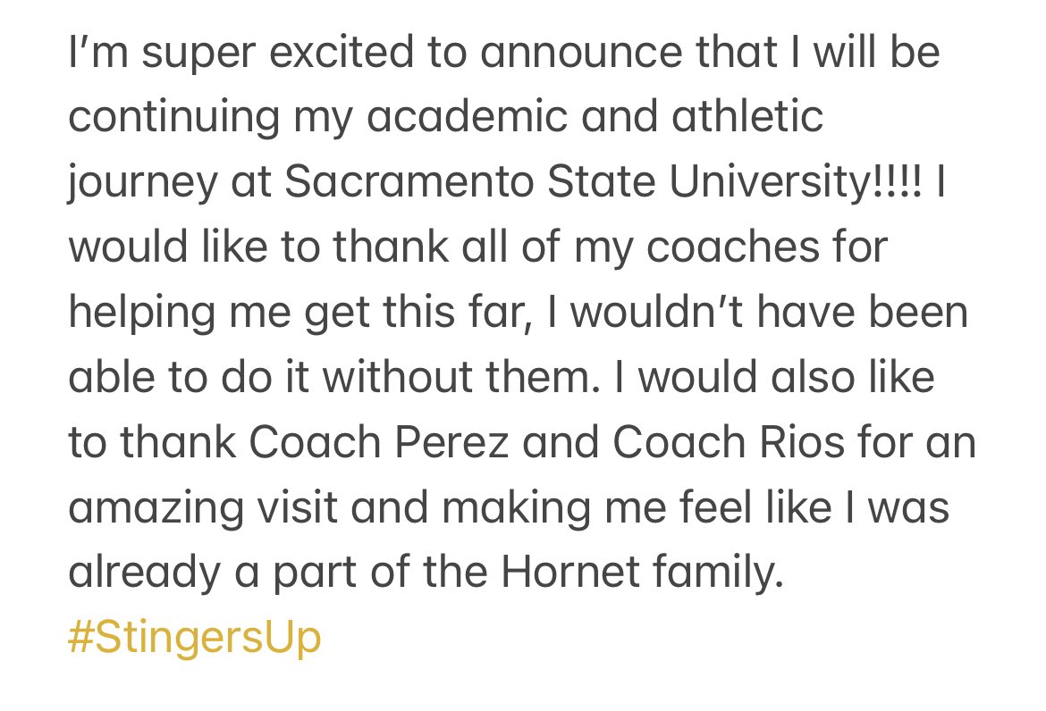 Kyndal Williams (@2024kyndal) on Twitter photo Thank you Coach Perez and Coach Rios for an amazing visit and making me feel like I was already a part of the Hornet family. #LetsGooo #StingersUp
<a href="/SacStSoftball/">Sacramento State Softball</a> @HotshotsAZ <a href="/HHSAthletics15/">HHSAthletics</a> Thank you Coach Perez and Coach Rios for an amazing visit and making me feel like I was already a part of the Hornet family. #LetsGooo #StingersUp
<a href="/SacStSoftball/">Sacramento State Softball</a> @HotshotsAZ <a href="/HHSAthletics15/">HHSAthletics</a>