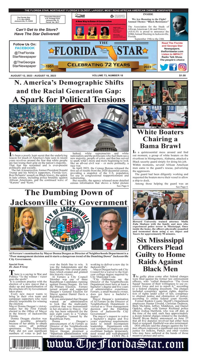 August 12, 2023 issue of The Florida/ Georgia Star Newspaper. Subscribe to The Florida/ Georgia Star Newspaper today.
thefloridastar.com/subscribe/
#news #thefloridastar #thegeorgiastar