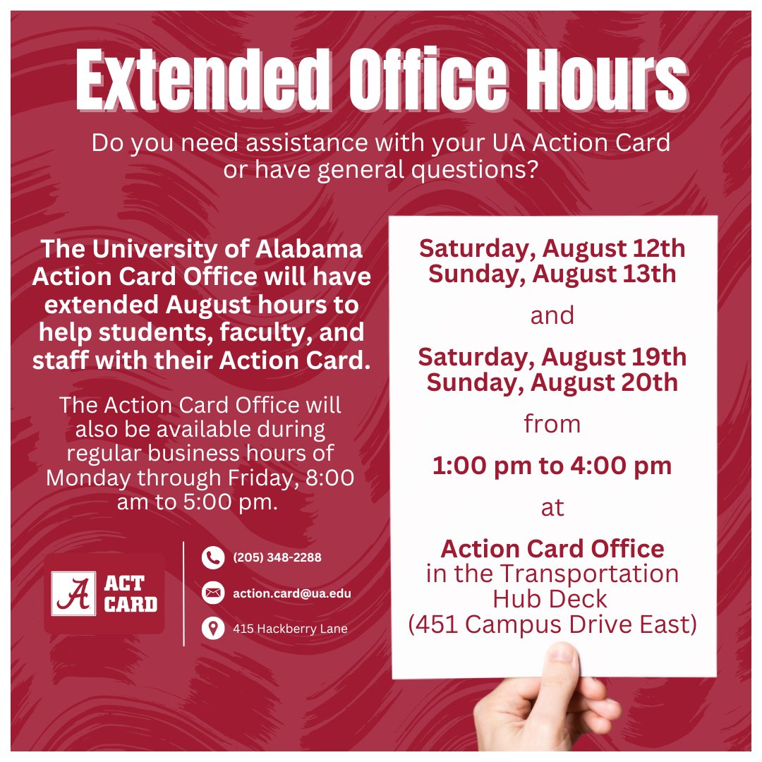 ActionCard's tweet image. We're here for you! This weekend &amp;amp; next, Action Card will have extended hours to assist with any ACT Card questions! 📱