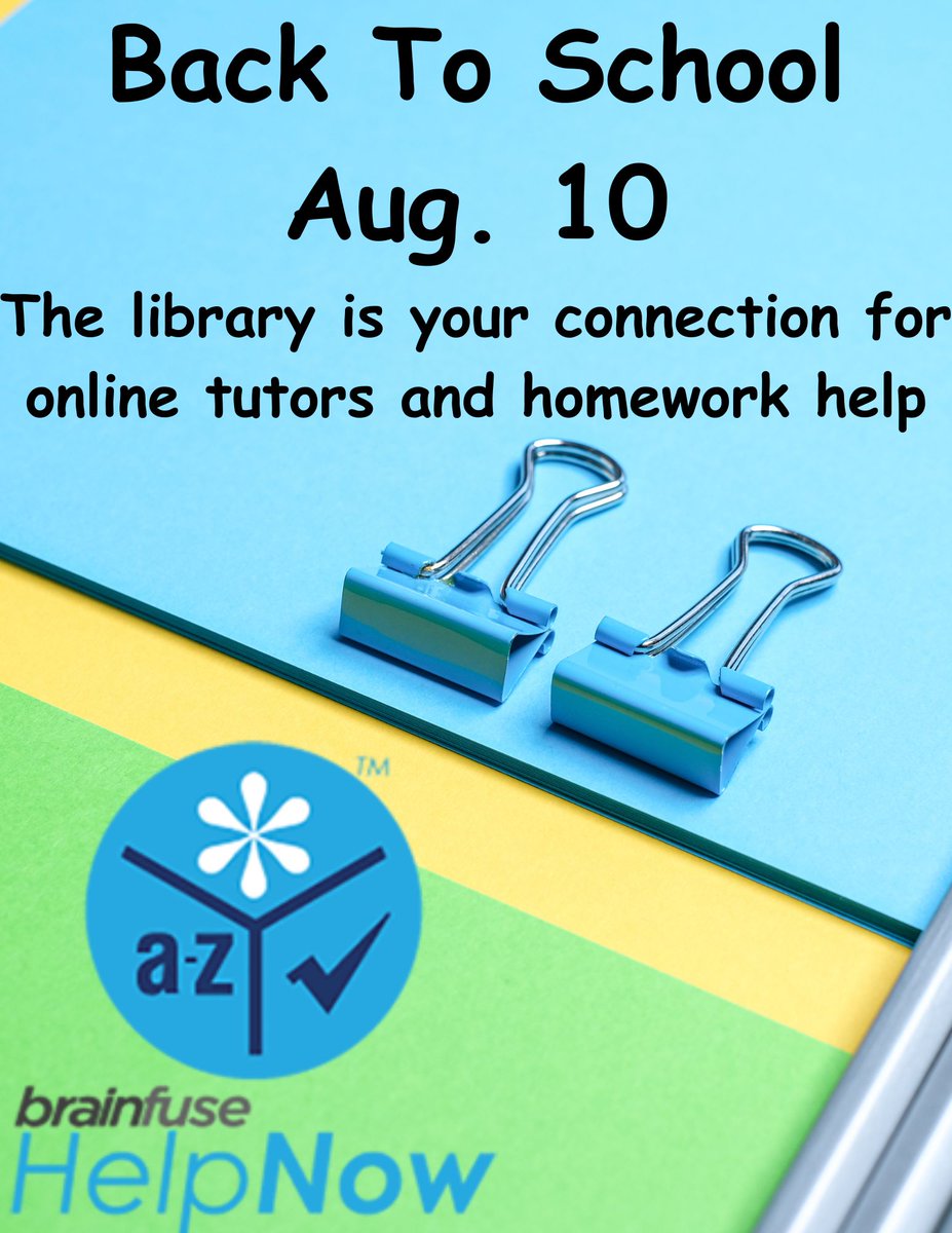 MEL_ibrary's tweet photo. Hope everyone had a great back to school week!  Remember, the public library is a great resource for homework help, online resources and plenty of reading material! Visit our webpage:  https://t.co/qKHZ3cEO9w and select Research and Learn then Help Now for these helpful tools! https://t.co/oZbkNpkauV
