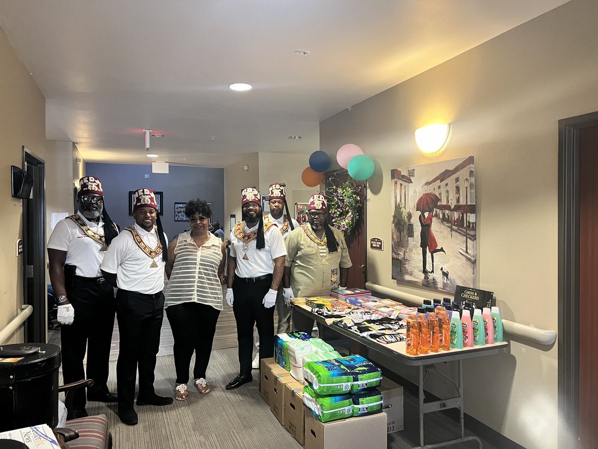 On August 12, 2023, GNTX member and Prince Hall Shriners held a community service event and items giveaway for elders at Immanuel’s Healthcare center.