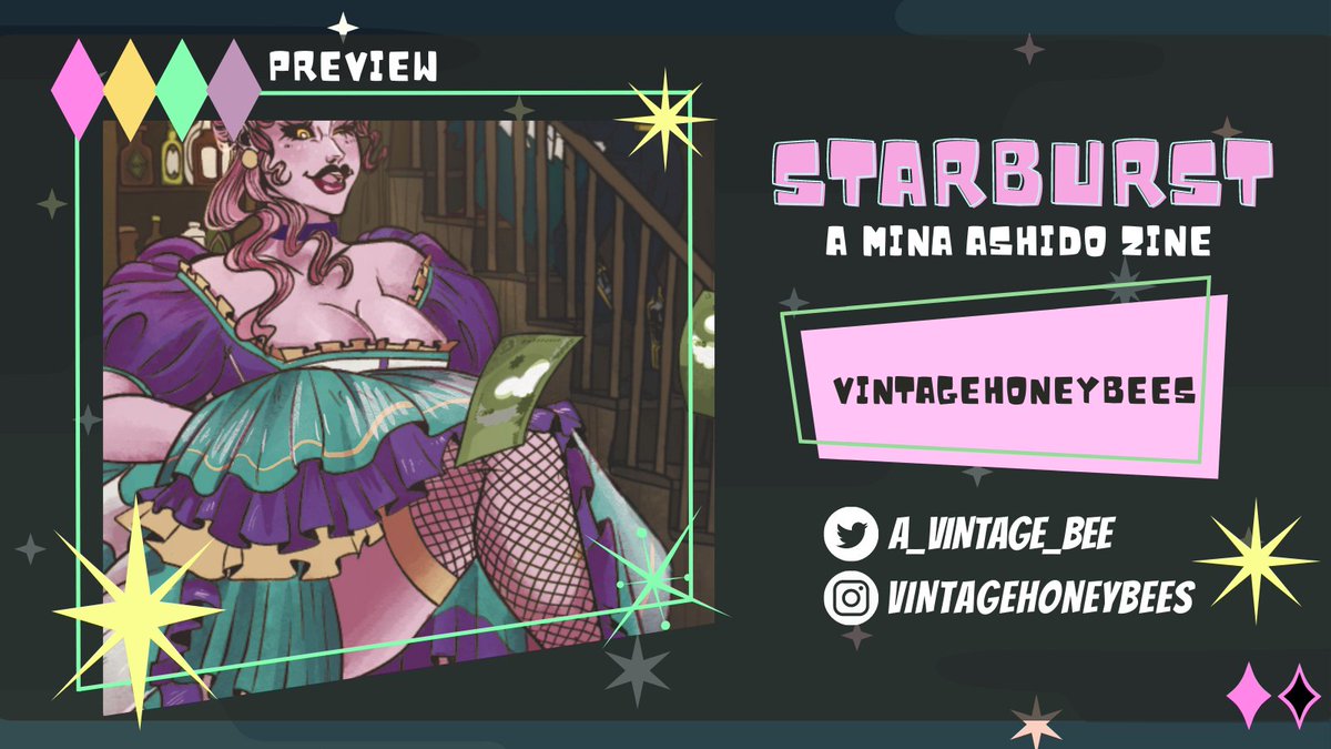 Love that my post never went out yesterday 🙃 but here is my second preview for <a href="/StarburstZine/">💫 Starburst 💫 Zine Release 💖</a> , it's free and is available for download right now!! Check the main account for the 🔗