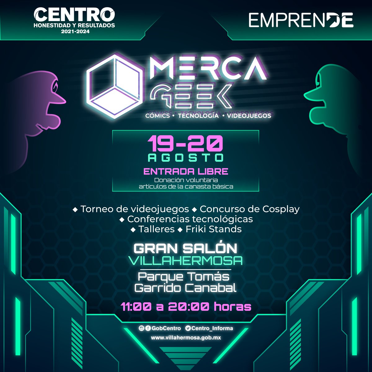 CentroInforma's tweet photo. Ven y participa en el Merca Geek "Comics, tecnología y videojuegos”. Habrá torneos, concursos, conferencias tecnológicas y más actividades. !Entrada libre!
📍Gran Salón Villahermosa del parque Tomás Garrido Canabal
⏰ 11 a 20 horas
#HonestidadYResultados https://t.co/MJDnCl8Xwl