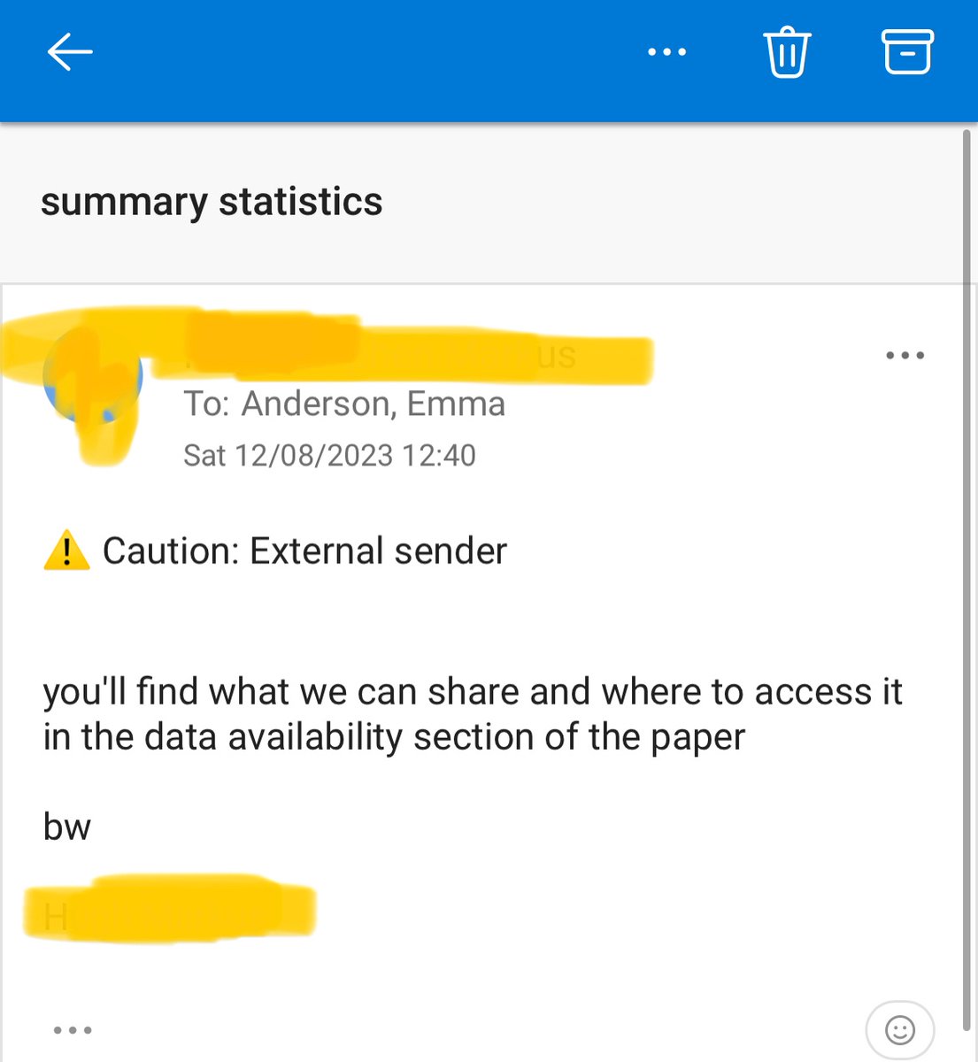 The response I received when very kindly asking a Cambridge Prof if they would share their GWAS sumstats, also said I’d include them as coauthors on any resulting papers… I.e. no, go and run the whole GWAS again yourself. THIS IS BAD SCIENCE. Also, not even a Dear Emma? Rude.