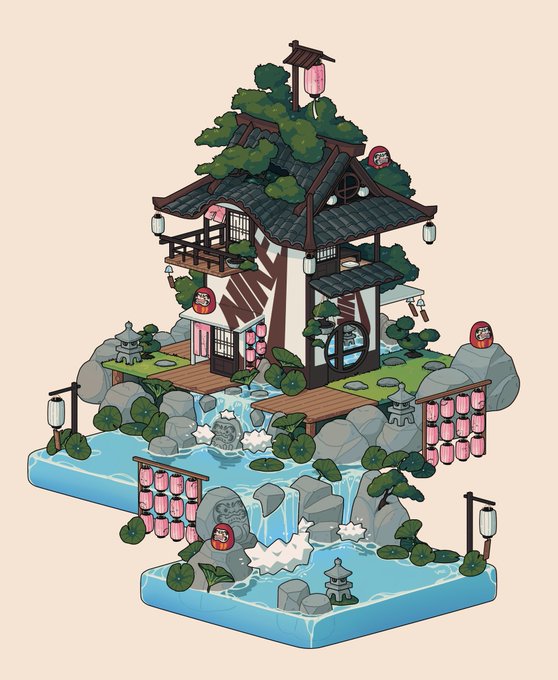 「stairs waterfall」 illustration images(Latest)