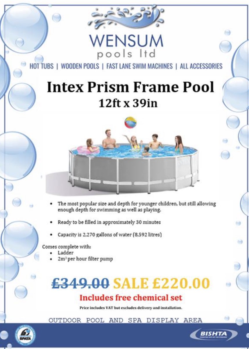WensumPools's tweet photo. 🩵 I N T E X  P O O L  S A L E 🩵

☀️Our INTEX Pools COST LESS than AMAZON ☀️

This weekend Only we have some brilliant INTEX offers… find them in store Saturday and Sunday! 

✔️ INTEX Prism Frame Pool 15ft x 48inch £349.00
Includes: ladder, filter pump and chemical set https://t.co/HwMmvWYFBZ