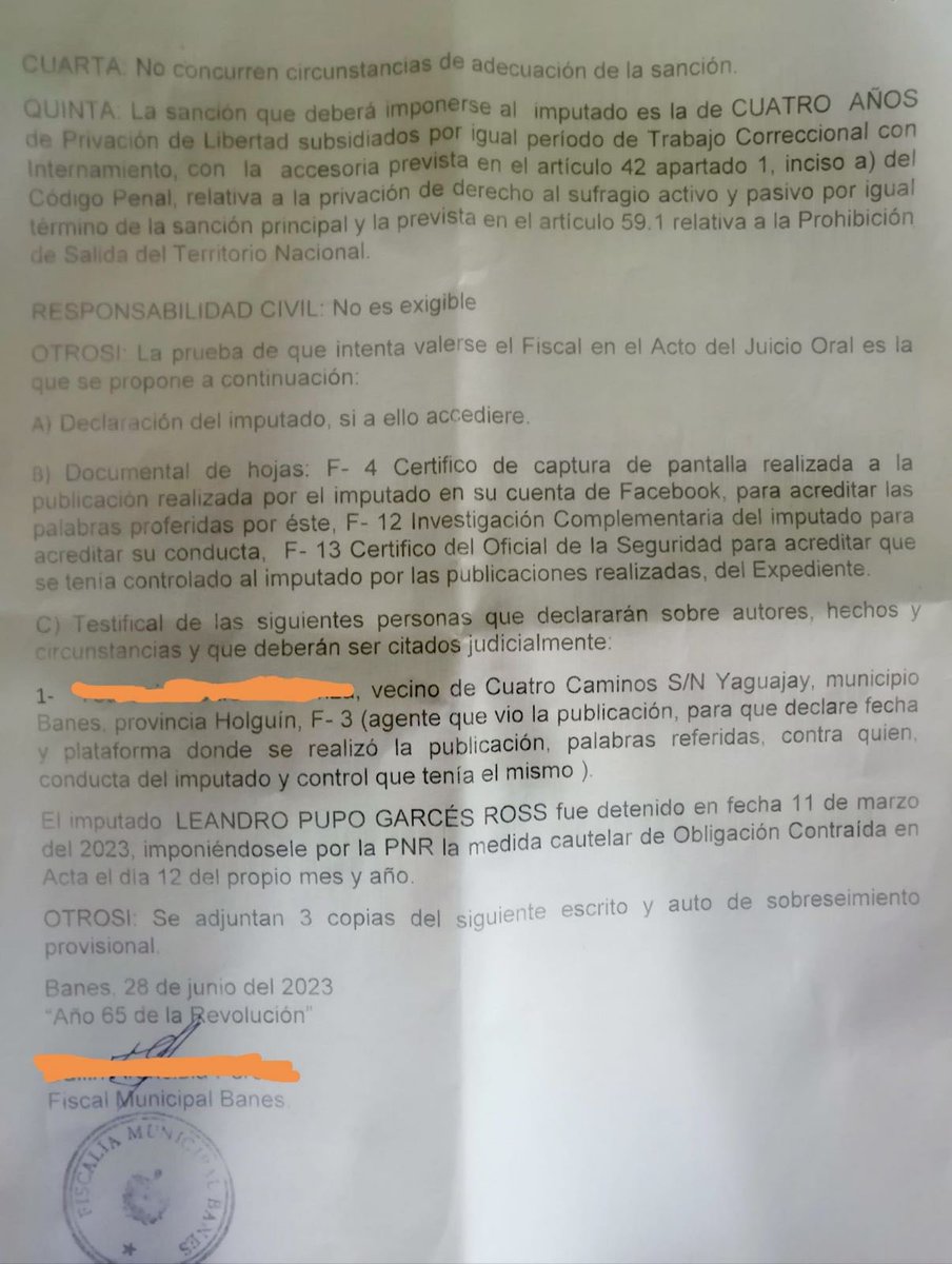 MagJorgeCastro's tweet photo. ⚠️⚠️Leandro Pupo  es un joven cubano al que someterán a juicio con una acusación de cuatro años de cárcel por una publicación en Facebook… su delito: un post donde critica el MININT y que según el régimen afecta la “moral y prestigio” de esa institución, esta es la Cuba de hoy! https://t.co/YM3lvG8hEd