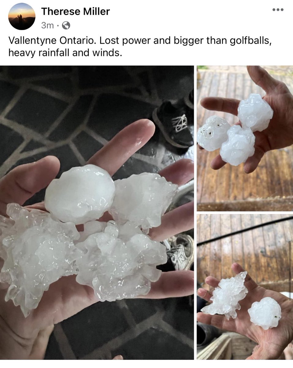 #ONStorm #ONwx Huge hail being reported from the storm moving through the Sunderland area - north of Port Perry!

<a href="/NHP_Reports/">Reports2NHP</a>