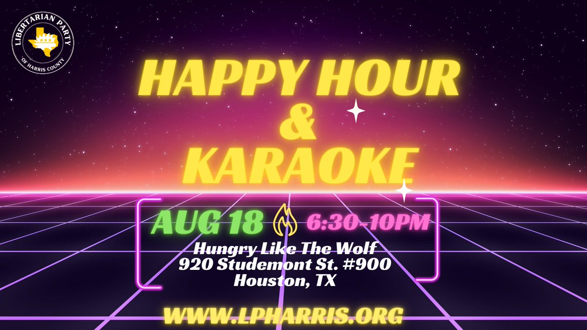 LPHarrisTX's tweet image. Unleash your inner rebel and rock those neon leg warmers while belting out hits. Liberty and lyrics collide for a totally tubular night of fun #KaraokeLiberty #80sVibes #harriscounty 💜💜