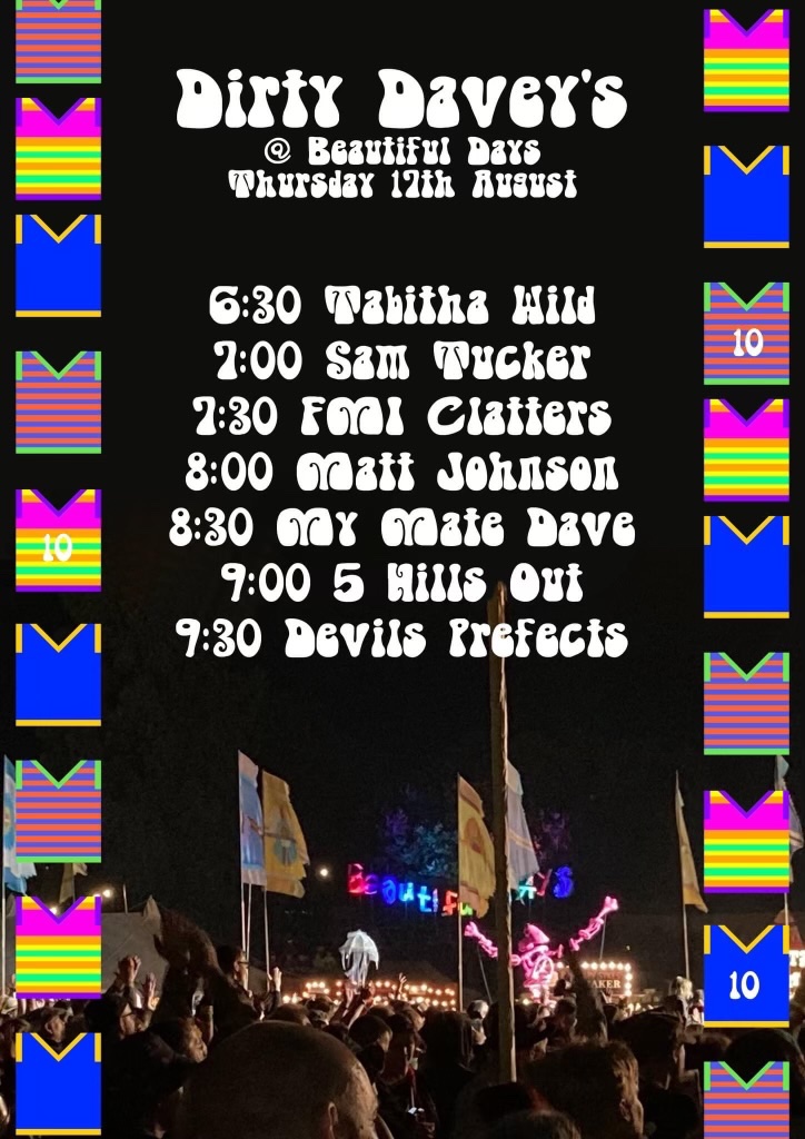 Next gig is <a href="/BDsfestival/">Beautiful Days</a> as a 3 piece 🪘 🎸 🪗