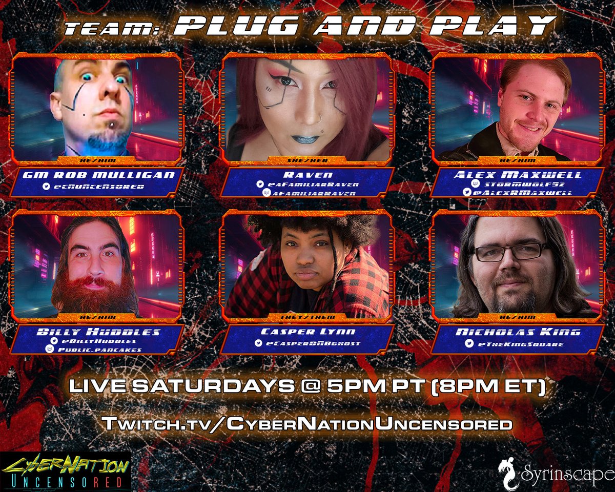 CNUncensored's tweet photo. LIVE TODAY!
5pm PT / 8pm ET   https://t.co/cGSTAIgkho
Join us for some  CY_BORG by @MorkBorg @FreeLeaguePub #cyborg #cyberpunk #ttrpg https://t.co/6uJSn2A7Ga