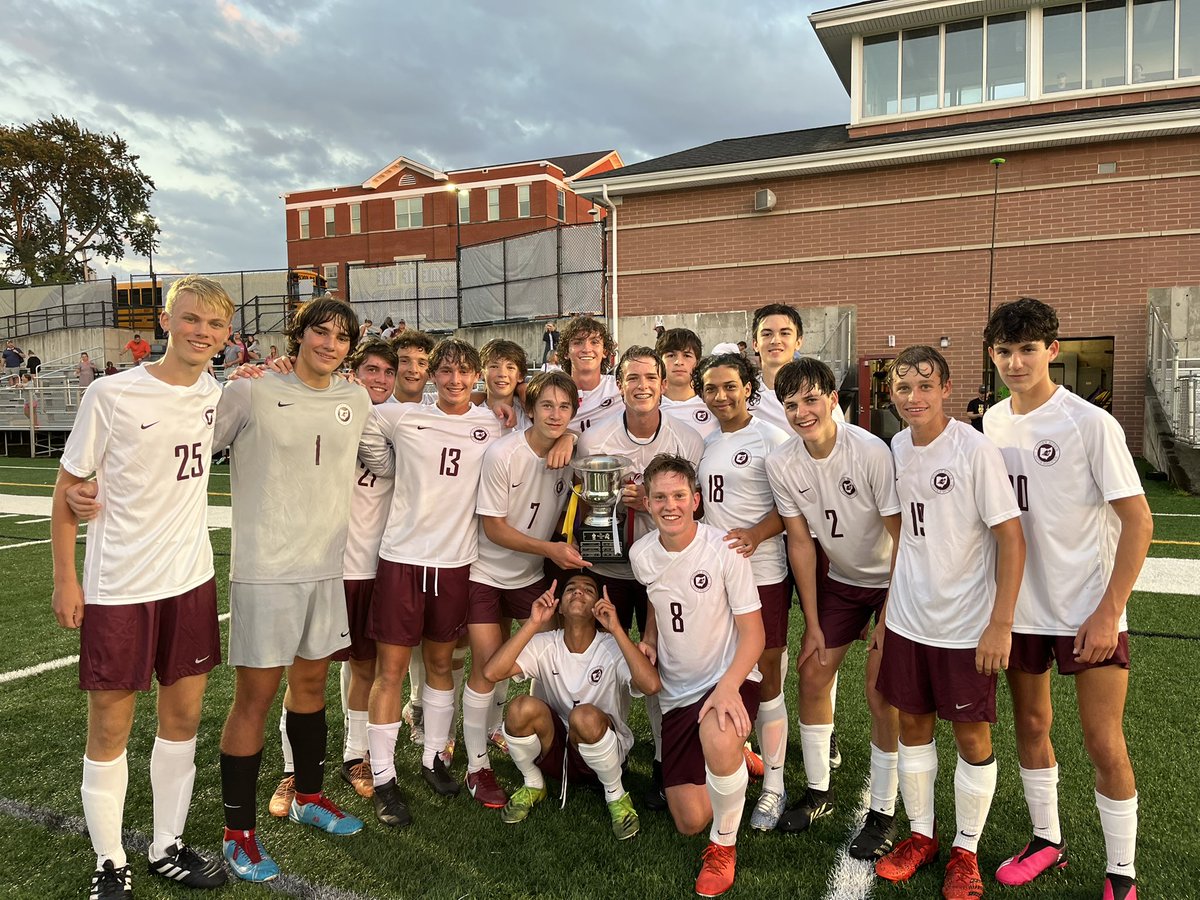 rrhsBoysSoccer's tweet photo. Congrats to the fellas on bringing the trophy back to the west side of the river!! Coach Toth and his @lkwdfutbol are always a challenging opponent. Best of luck to them the rest of the way! Thanks to our fans and alums who came to watch us! #RiverwoodCup https://t.co/HL0l0fRq7S