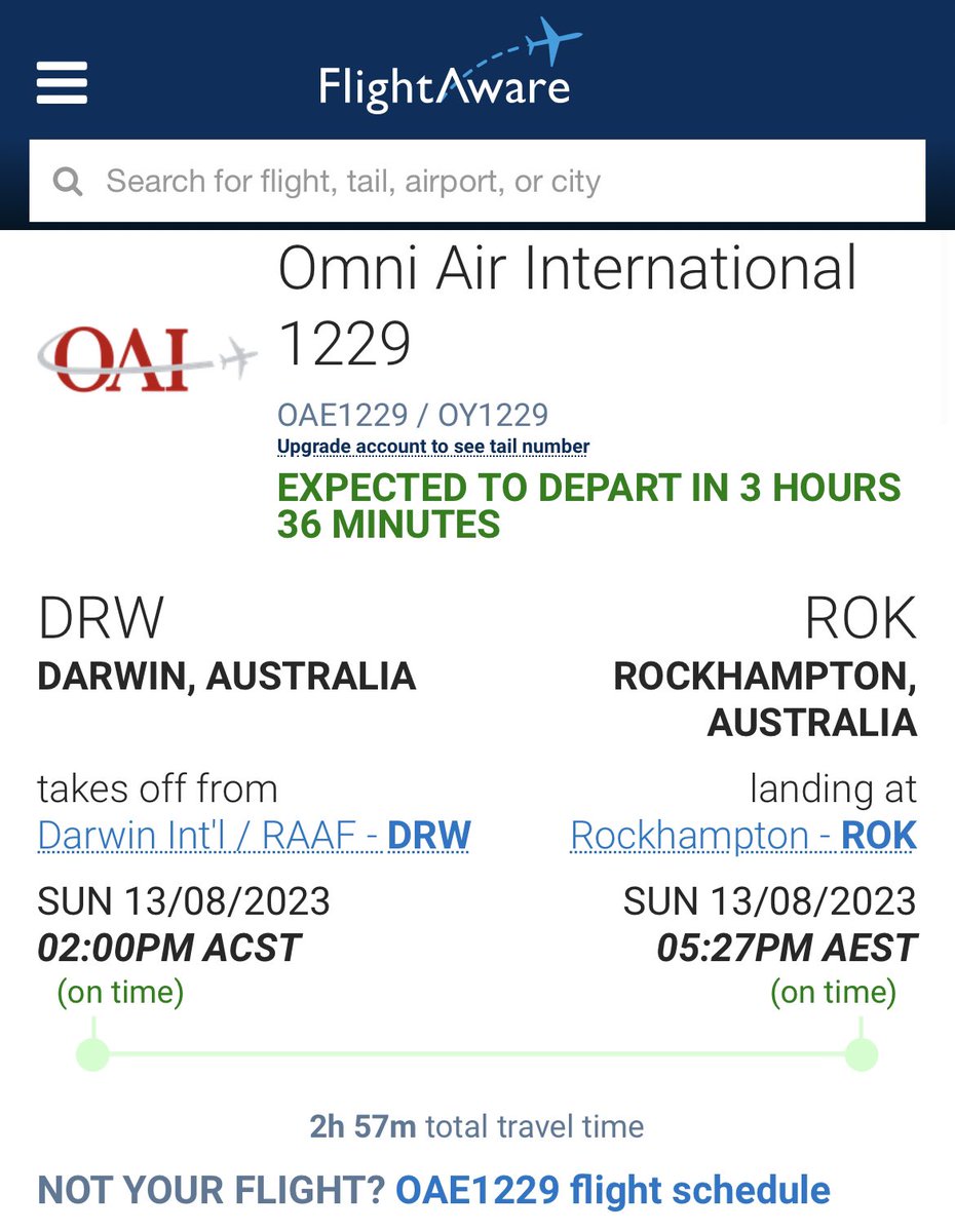 cqplanespotting's tweet image. #FlightAware showing an Omni Air International Boeing B767-200 arriving into #Rockhampton Airport Sunday evening.