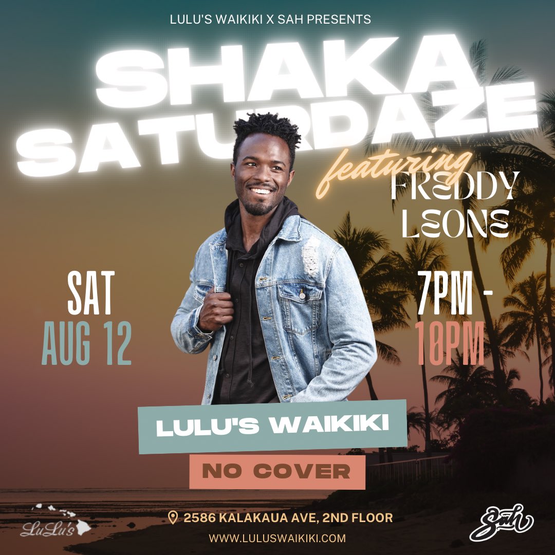 Lulus_Waikiki's tweet image. Join us tonight from 7 pm - 10 pm for a delightful serenade by #freddyleone! We&apos;re excited to have you with us soon. Come for dinner and then stay after for drinks! #Aloha 🌴🌊✨ instagram.com/p/Cv3K5K-P-4s/