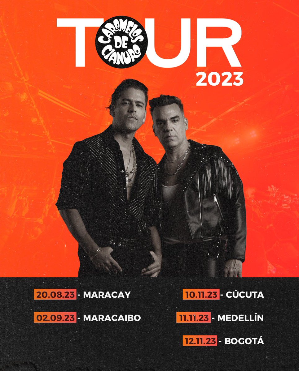 CDCrock's tweet photo. ¡Colombia! 🇨🇴

3 nuevas fechas se incorporan al #CDCtour2023 🤘🏻🤘🏻🤘🏻

Nos vemos en noviembre. Etiqueta a tus panas y atentos a próximos anuncios🤘🏻

#CaramelosdeCianuro #Colombia #Medellin #Cúcuta #Bogotá https://t.co/DpSq0pNIxQ