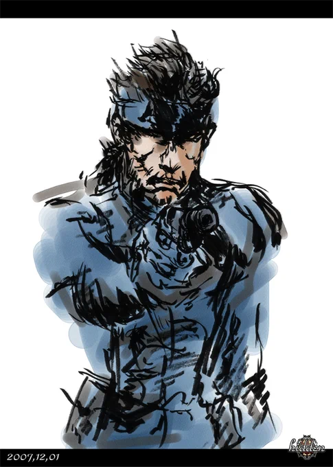 METAL GEAR SOLIDソリッド・スネーク筆画の練習で模写をしていた初期です▽2007,12,01 Painted. 
