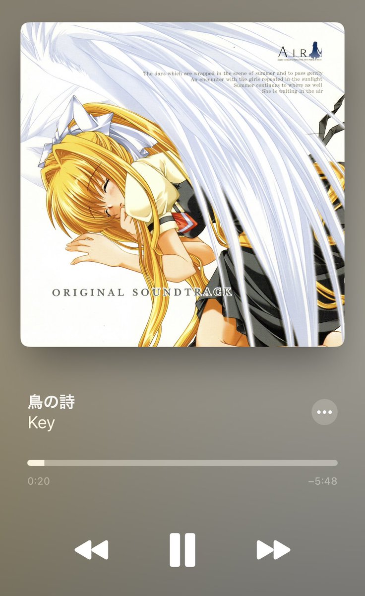 Uryu_tatuya_'s tweet image. 今年も来たぜ、、、
この名曲の季節が⁝( ᵒ̴̶̷̥́௰ᵒ̴̶̷̣̥̀     )⁝ 
 #鳥の詩 
 #AIR 
 #Kly