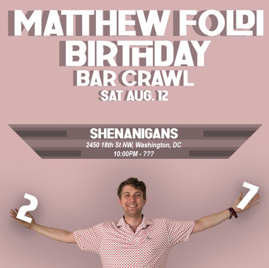 MatthewFoldi's tweet photo. Did you miss out on Iowa?

We are so back tonight with a one stop @ComfortablySmug #TopMinion DC Bar Crawl that is literally just Shenanigans for my bday tonight

☘️ ☘️ ☘️ ☘️ https://t.co/PQIlna51BV