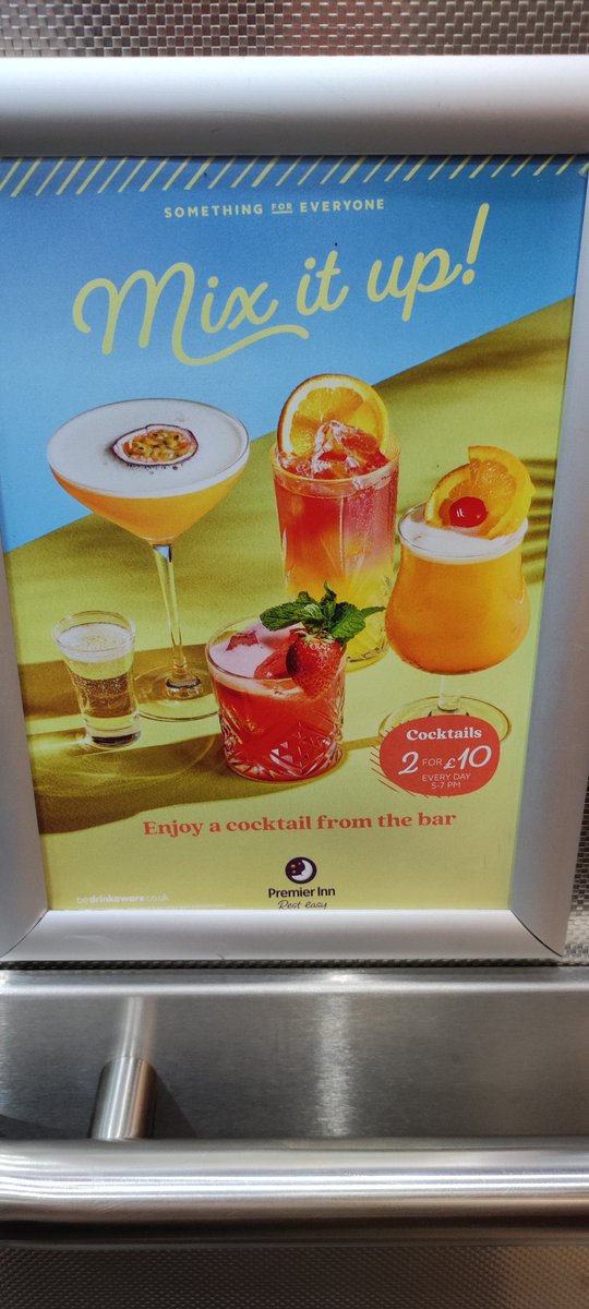 HWalton22's tweet photo. @premierinn Through enjoyed visiting Liverpool One and thought we'd take advantage of the cocktail happy hour at Thyme bar and grill having seen the poster in the lift. The drinks don't actually look like this though do they? https://t.co/IflMHukhAh