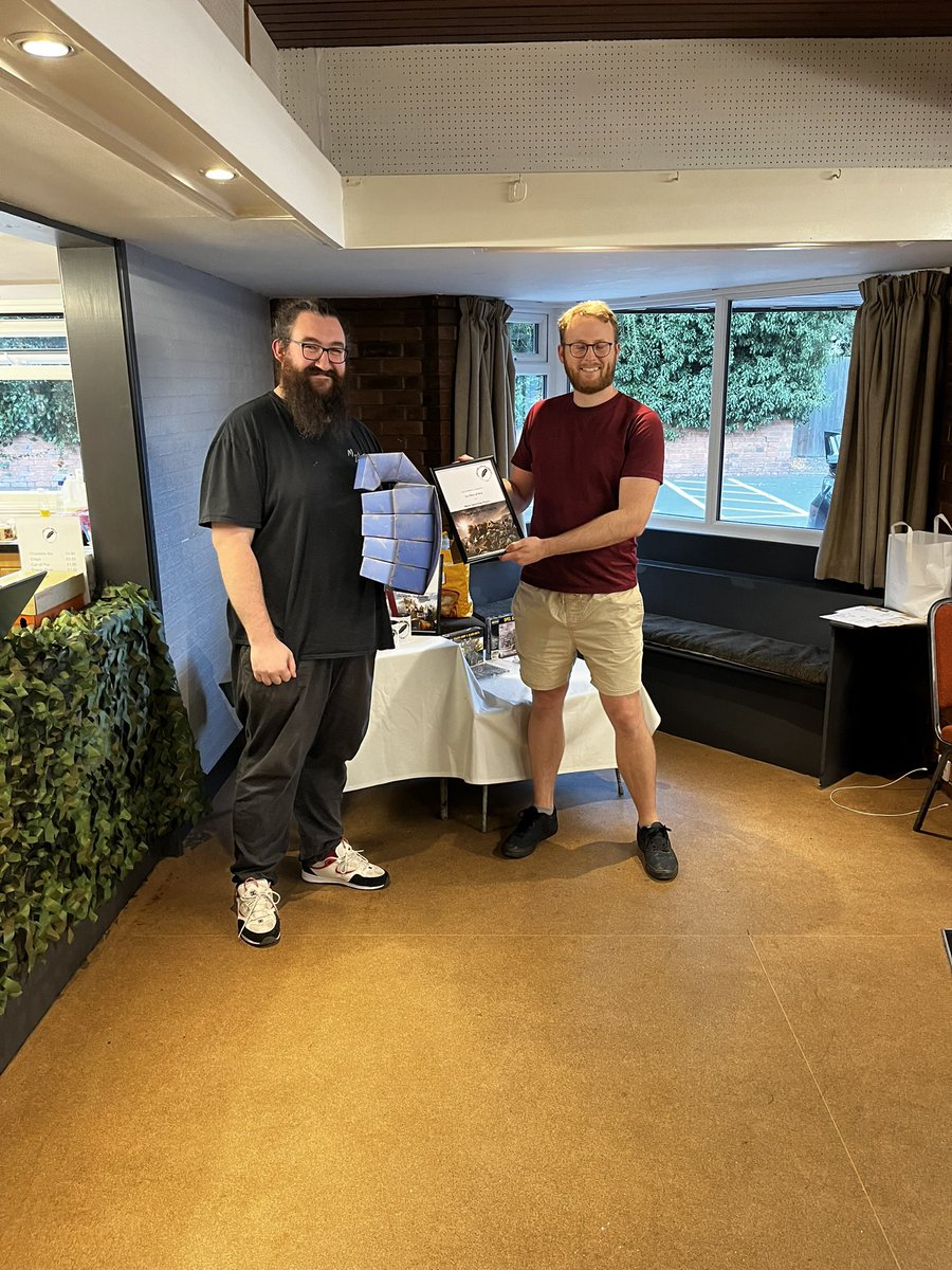 scribesofwar's tweet photo. Of course the best prize first most sporting player went to Jono! First place Steve with his eldar, second place Alastair, third place went to James (more pics in comments) and best painted to Mike and his chaos. https://t.co/kIlzXfE9w6