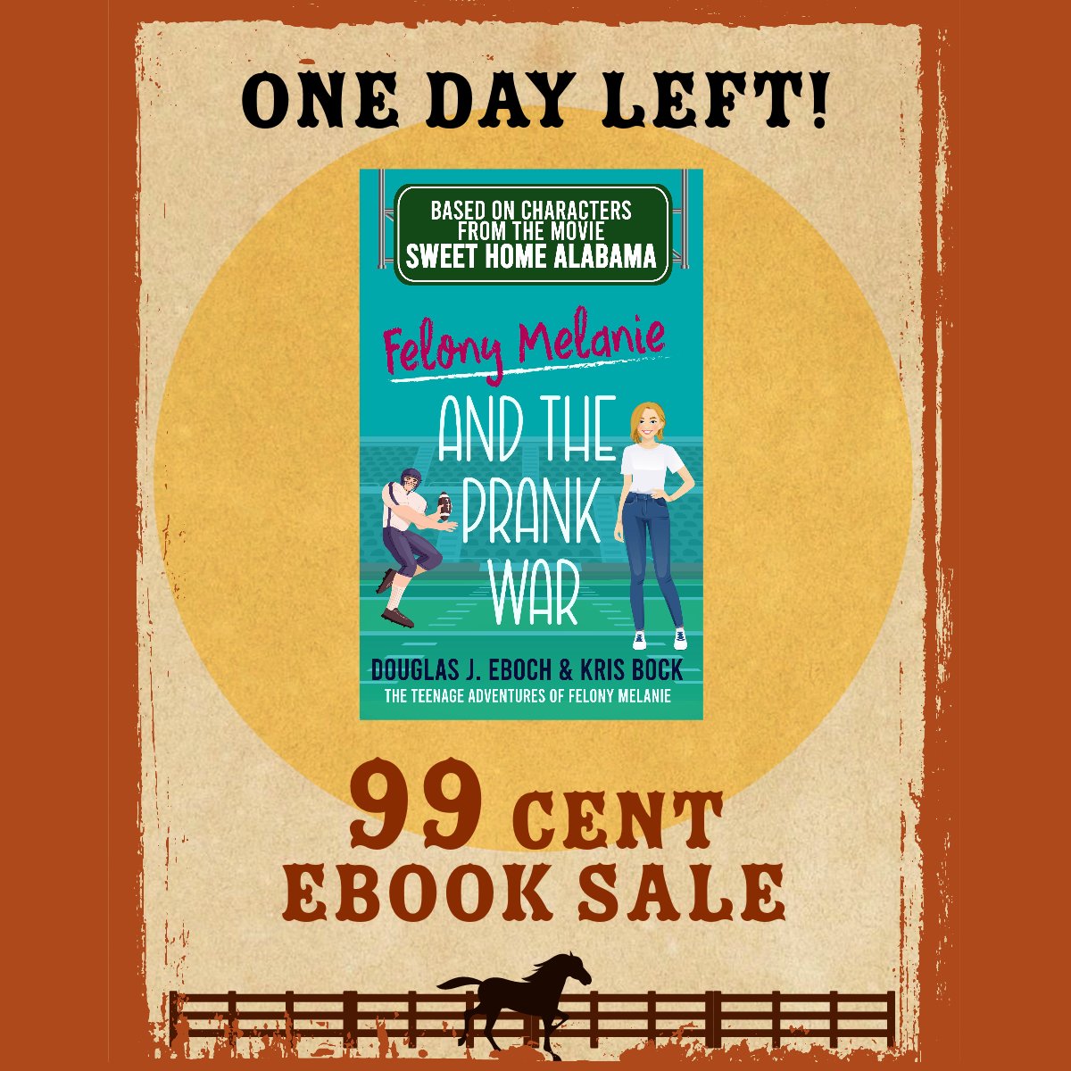 The FELONY MELANIE AND THE PRANK WAR #ebook is on sale for 99c for one more day! Read about the high school adventures of Melanie, Jake, and other characters from #SweetHomeAlabma. Get it wherever you get your ebooks.
#yanovel #sweethomealabamamovie #romcom #romcombook