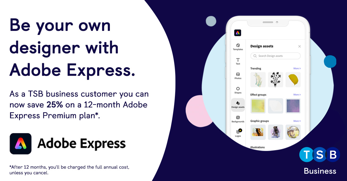 perryleecua's tweet photo. 🎨 Want to start creating attention-grabbing designs and videos for your business?

You can now save 25% on an Adobe Express Premium plan with @TSB Business Banking.

Learn more at https://t.co/3XFjaG1Rty 

#BusinessBanking https://t.co/FumaCtZVFW