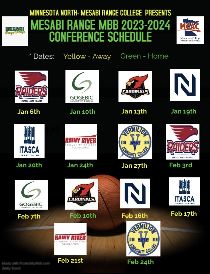 MCAC North Division Conference 🏀 Schedule - 

2023-2024 Matchups are 🔒 in &amp; also have the new member Gogebic joining the North. 

Your Norsemen will look to improve on their 10-4 finish last year. !!! Show up &amp; Show out this season
