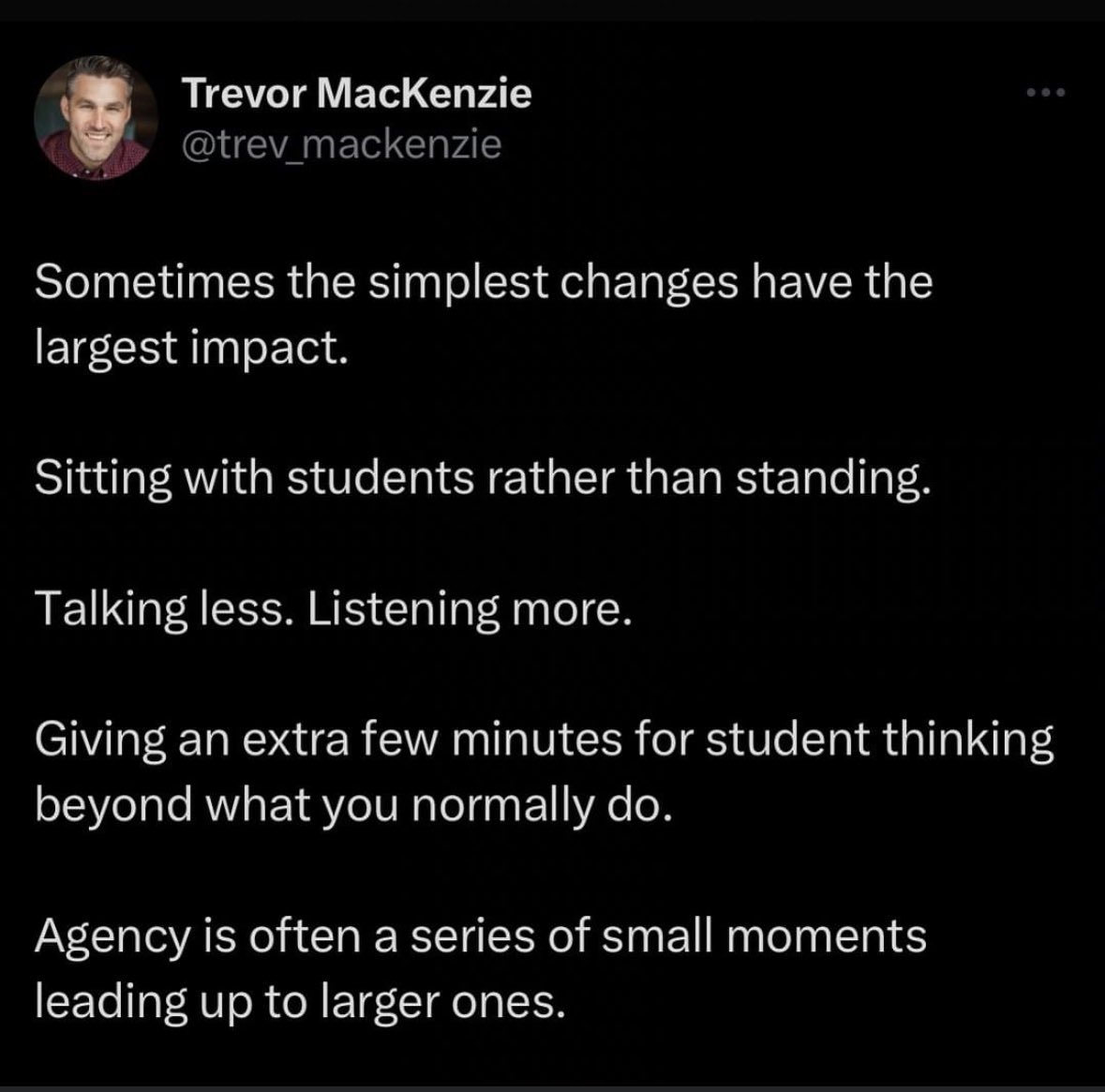 This year how are you SHOWING you value agency in all your interactions—(students, teachers, parents, etc) #SmallMomentsMATTER 
@KEDC1 @KEDCGrants