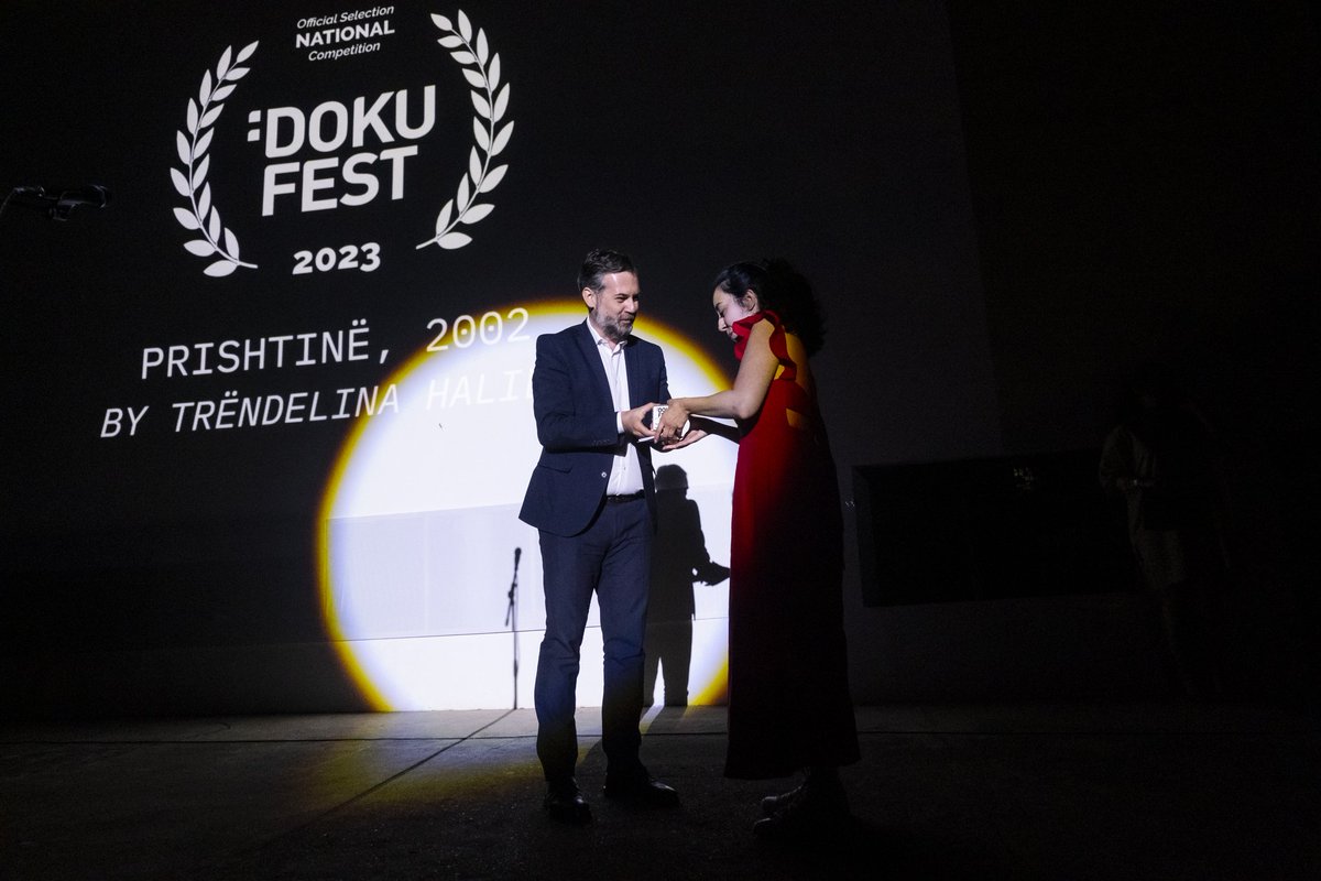 HCeku's tweet photo. 🎬 Celebrating the artistry of cinematography on the final night of @dokufest. Congrats to the team behind "Prishtina 2002" for winning the National Category Award, alongside other remarkable winners. 

Looking forward to the next Dokufest. https://t.co/eixBGOm4FL