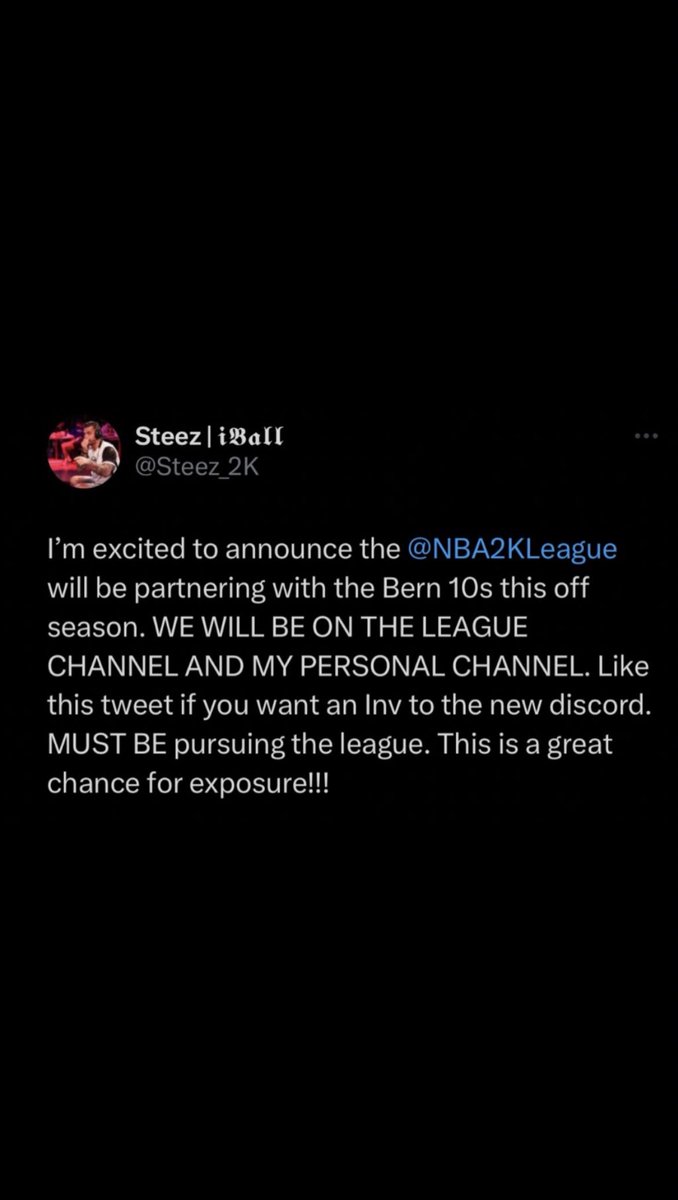 JABridgeforth's tweet image. Great opportunity for all NBA 2K Players that are going for the NBA 2K League in NBA 2K24.

Steez_2K:
“I’m excited to announce the NBA 2K League will be partnering with the Bern 10s this off season. WE WILL BE ON THE LEAGUE CHANNEL AND MY PERSONAL CHANNEL.”

#NBA2K24 #NBA2KLeague