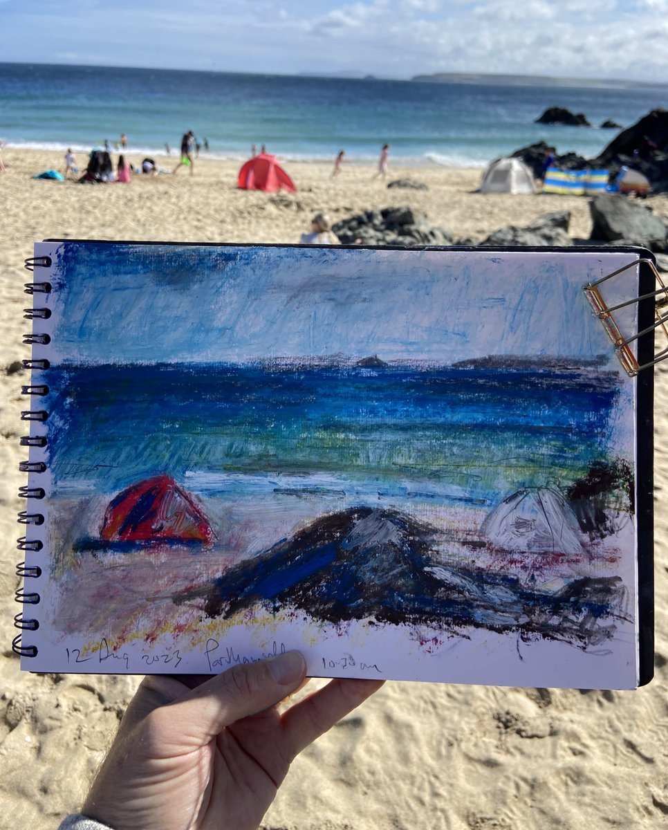 Quick oil sticks sketch today on Porthgwidden Beach St Ives
#art #sketch