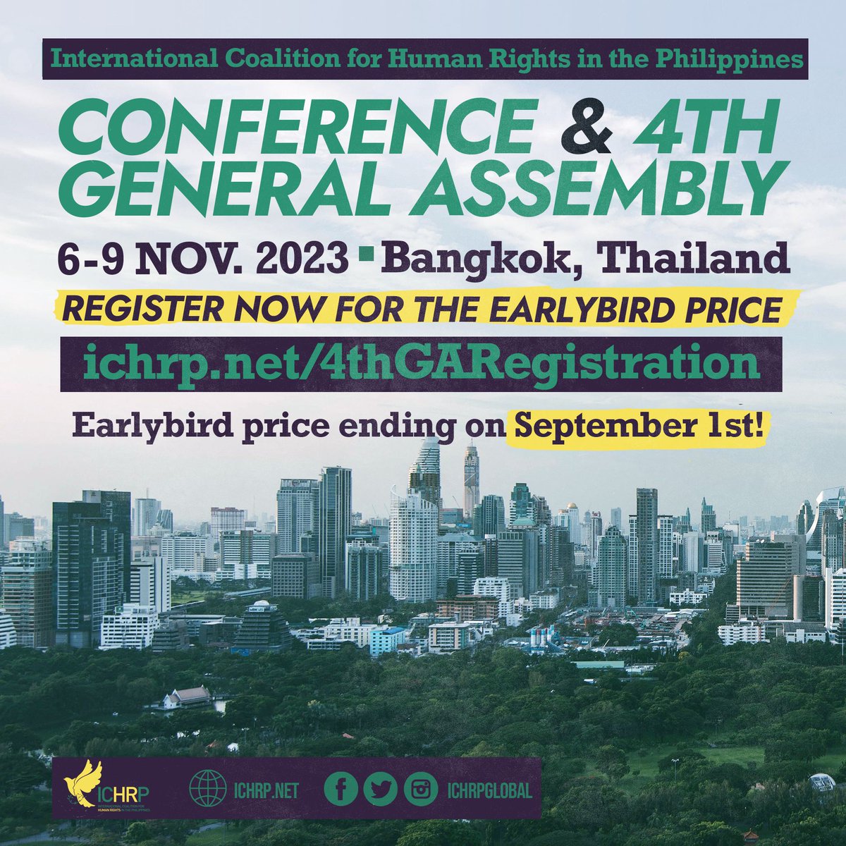 ICHRP's conference and 4th GA is taking place this Nov in Thailand. Please note that the earlybird price will end on September 1st, after which the fee will increase from $300 USD to $350 USD.  For more information and to register: ichrp.net/4thGARegistrat…