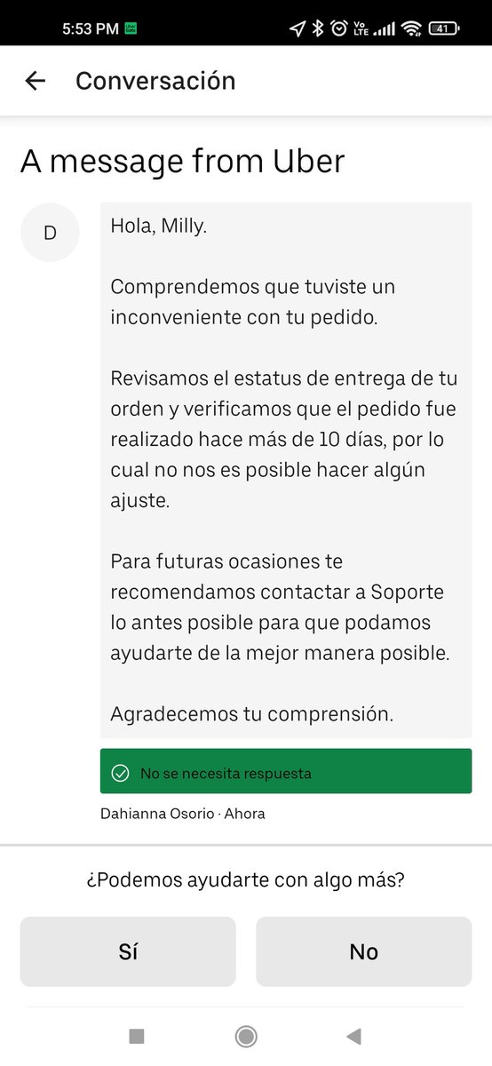 MillaliT's tweet photo. @Uber_Support Está no es una respuesta acordé a su falta. DEVUELVAN MI DINERO https://t.co/B3YiUmPwW5